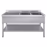 Spültisch ECO - 2000x600mm - mit Grundboden - mit 2 Becken rechts