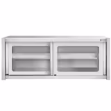 Edelstahl Wandhängeschrank - 2000x400mm - mit Glasschiebetür - 650mm hoch