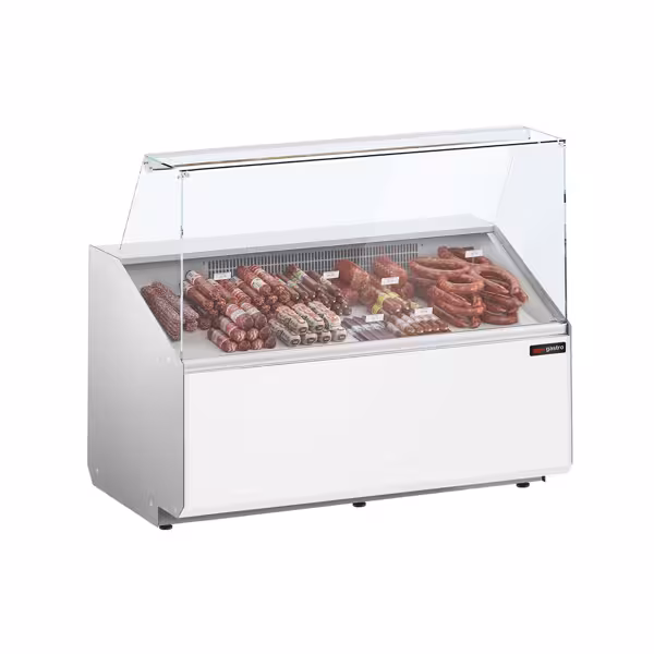 Vitrină frigorifică orizontală - 1256x979 mm - 262 L - culoare alb - cu servire asistată - spate cu 2 uși - geam frontal drept