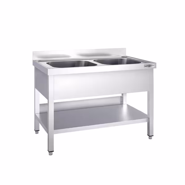 Stół zlewozmywakowy PREMIUM - 1000x600 mm - z półką dolną & 2 zlewami w środku	