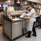 Commercial Pizza Prep Counter - Granite Top PREMIUM - 1500x800mm - with 2 doors - incl. refrigerated topping unit with glass sneeze guard - 7x GN 1/4