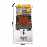 Elektrische Orangenpresse - mit automatischer Fruchtzufuhr & Ablasshahn - Silber