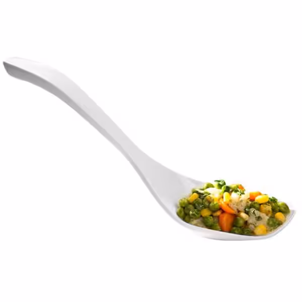 (6 st) Serveringssked PREMIUM - Längd: 265 mm - melamin - vit