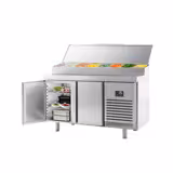 میز یخچالی آماده سازی - 1468*600 میلی متر - دو 8xGN 1/4 درب - ویترین استیل
