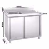 Diskbänksskåp PREMIUM - 1400x600mm - med 1 hotill vänster