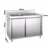Spülschrank PREMIUM - 1400x600mm - mit 1 Becken links
