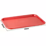 (6 pcs) FAST FOOD Tray - Polypropylene - 530x325mm - Height: 20mm - Red - non-slip surface