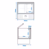Saladette réfrigérée PREMIUM - 903mm - 240L - 2 portes vitrées - avec découpe pour 2x GN 1/1 & 3x GN 1/6 & Couvercle inox - plan de travail en granit noir