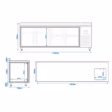 Kühltisch Premium PLUS - 2452x700mm - mit 1 Becken, 2 Türen, 4 Schubladen - Aufkantung