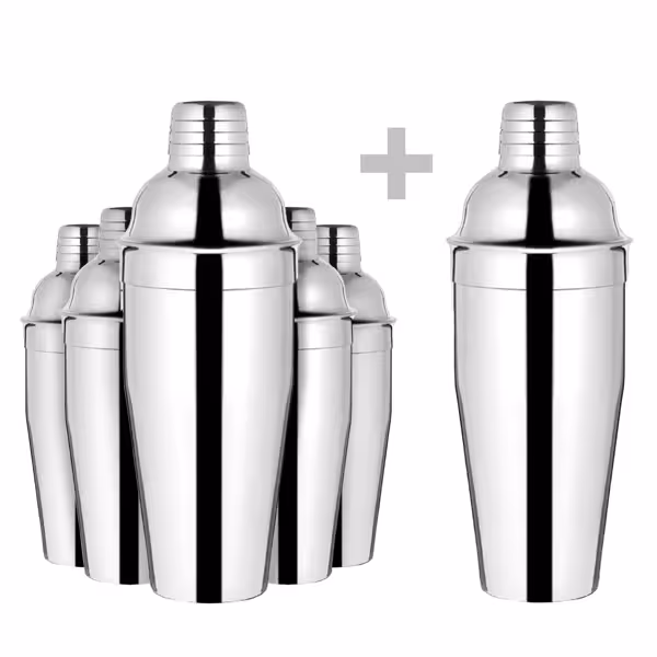 (6 unid) Shaker de 3 peças - conjunto de 3 peças - aço inoxidável - 750ml