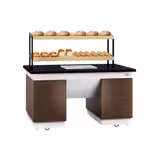 Commercial bread display rack - DUBLIN - 1600 mm - with castors - black granite worktop