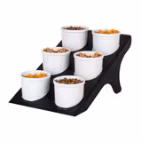 Etagere / Buffet Stand - Powder-coated stainless steel & melamine - Black - round - Ø135mm - incl. 6 Melamine bowls Ø100mm - suitable for round small bowls