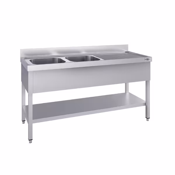 Spültisch ECO - 1400x700mm - mit Grundboden & 2 Becken links