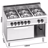 Golvmodell Gasspis - Lorenzo 700 - 1200x714x1068 mm - 41,0 kW - 6 brännare - med elugn över-/undervärme (statisk) - 7,5 kW