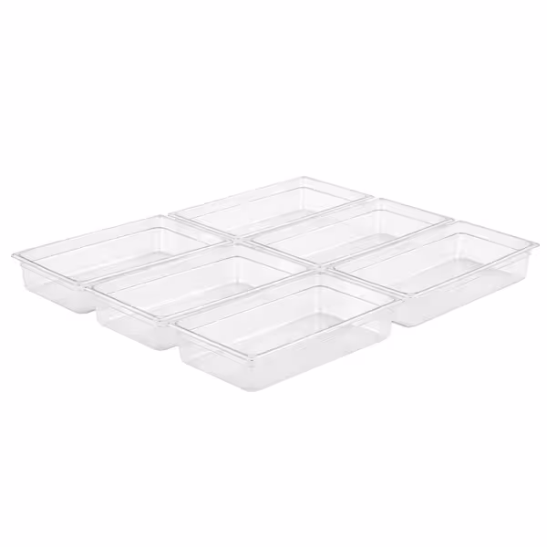 (6 stuks) Polycarbonaat GN-bak GN 1/1 - transparant - 13,0 liter - Diepte: 100mm