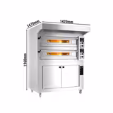 Elektrikli Pizza Fırını - Taş tabanlı - 33 cm x 9+9 Pizza Kapasiteli - 380V - Manuel - maks. 400°C - dâhil: Davlumbaz & Mayalama dolabı & Alt Çerçeve & Tekerlek seti