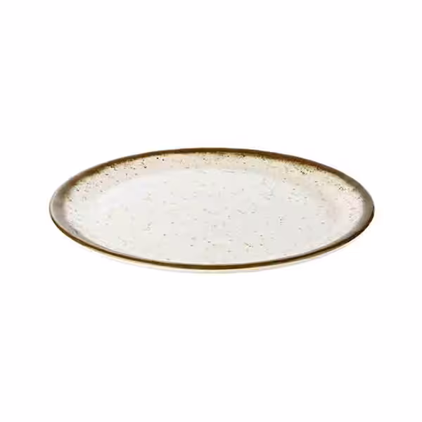 (6 pcs) STONE ART | Canapé Plate - flat - Melamine - Ø190mm - White/Brown