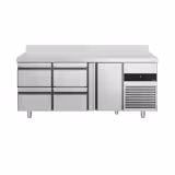 Tavolo refrigerato PREMIUM - 1865x700mm - Ventilata - con 1 porta - con 4 cassetti - Alzatina