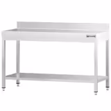Rostfri arbetsbänk PREMIUM - 1500x700 mm - med underhylla & bakkant