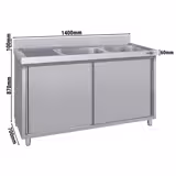Commercial Sink Cabinet ECO - Stainless Steel - 1400x700 -  2 Bowls Right