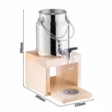 Dispensador de leite BRIDGE - recipiente de vidro com torneira, com tubo de gelo - 3L - Aço inoxidável e madeira - incl. acumulador de frio na base, adaptador sem contacto