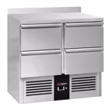 Saladette / Pizzakühltisch PREMIUM - 0,9 x 0,7 m - mit 4 Schubladen & - с плинтусом для столешницы