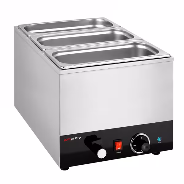 Bemar wodny elektryczny - nastawny - 1,2kW - 1x GN 1/1 o wysokości 200mm - z zaworem spustowym