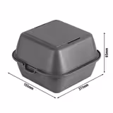 (12 kpl) Uudelleenkäytettävä burgeriboksi - 155x155x126 mm - klipsilukko - harmaa