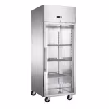 Bäckerei-Tiefkühlschrank Edelstahl ECO - EN 600x800 - 600 Liter - mit 1 Glastür, Schienen & Tragroste