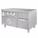 Meyve Suyu Dispenseri İçin Alt Dolap - Bardaklıklı, Buz Hazneli - 1200x800mm - Paslanmaz Çelik AISI 304