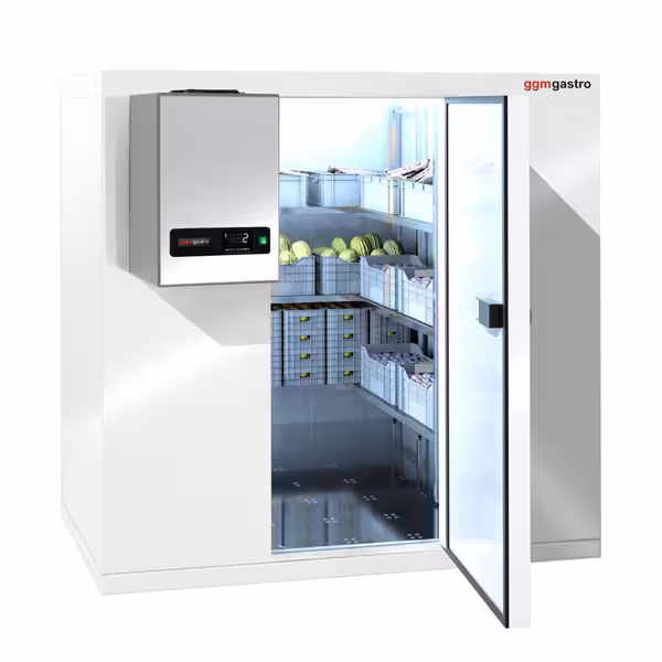 Cámara de refrigeración - 1,8 x 1,2 m - altura: 2,01 m - 3,15 m³ - incl. Unidad Refrigeradora de pared PLUS / Célula refrigerada