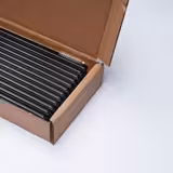 (50 buc) Paie de băut din sticlă reutilizabile - drept - 200 mm - ø 8 mm - negru transparent - incl. 1 nailon Perie curățare