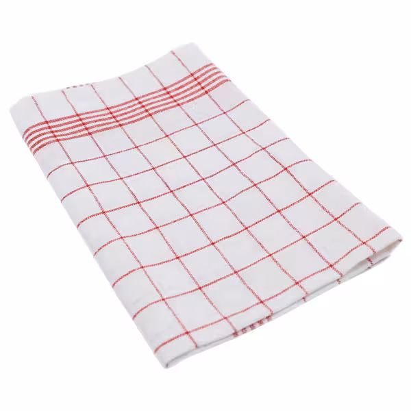 (10 pz) Strofinaccio da cucina - Semilino (47% cotone/53% lino) - 50x70cm - Rosso/Bianco a quadretti