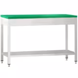 Masa de lucru inox PREMIUM - 1,2 m - cu poliță - cu blat de lucru verde