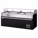 Wyspa mroźnicza - 2104x850x870mm - 646l - Szklana pokrywa przesuwna - Szklany front - Czarny