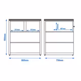 Kassa-sectie MADRID & 2 laden - 800x730x900mm - zwart mat front - marmeren werkblad zwart