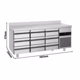 Tavolo refrigerato PREMIUM - 1865x700mm - Ventilata - 474 L - con 9 cassetti - Alzatina