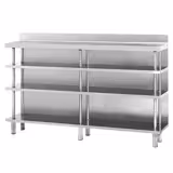 Mesa de trabalho para bar - aço inox - 1960x300mm - com 4 prateleiras