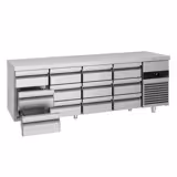 Hűtött munkaasztal PREMIUM - 2330x700 mm - GN 1/1 - 632 liter - ventilációs - 12 fiókkal