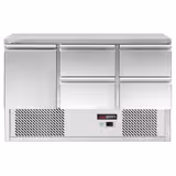 Koelwerkbank ECO - 1368x700mm - 368 liter - kleur zwart - met 1 deur - met 4 lades