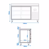 Rashladni pult PREMIUM PLUS - 1468x600 mm - 510 l - Ventilirano hlađenje - s 6 ladica - Podignuti rub