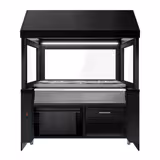 Gril na dřevěné uhlí TORONTO - 1 910 mm - černé čelo - černá žulová pracovní deska - se sklem - 4 grilovací rošty