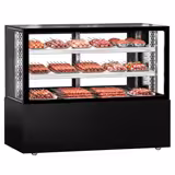 Vitrine de comptoir réfrigérée MADRID - 525L - 1500mm - Double vitrage - avec 2 étagères - portes coulissantes vitrées arrière - Noir mat