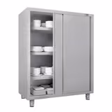 Armadio per stoviglie in acciaio inox ECO - 1600x700mm - 2 porte scorrevoli - Altezza: 1800mm