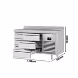 طاولة مبردة PREMIUM PLUS - 1468x600mm - 510 لتر - مع 6 درج - حاجز خلفي