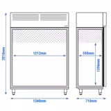 Koelkast RVS ECO - 1340mm - 770liter - tot +8°C - met 2 deuren - geforceerde koeling, automatische ontdooiing, slot & roosters