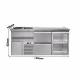 Comptoir à bière Premium PLUS – 1950 × 700 mm – 1 porte vitrée & 2 tiroirs