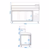 Banco pizza refrigerato PREMIUM - 2100x800mm - con 3 porte - piano in granito - con vetrina ingredienti refrigerata superiore - 10x GN 1/3