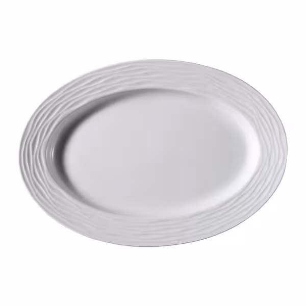 (6 pcs) SEA WAVE | Platter - oval - Porcelain - 320x320mm - White