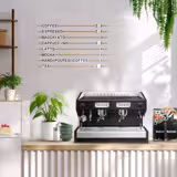 Commercial 2-Group Espresso Machine - Pre-Infusion, Plumbed-In, 3 kW, 220-240V - Black/Silver, Copper boiler, Includes 12kg coffee